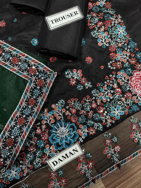 JAZMIN PREMIUM EMBROIDERED RAW SILK - 3 PC UNSTITCHED