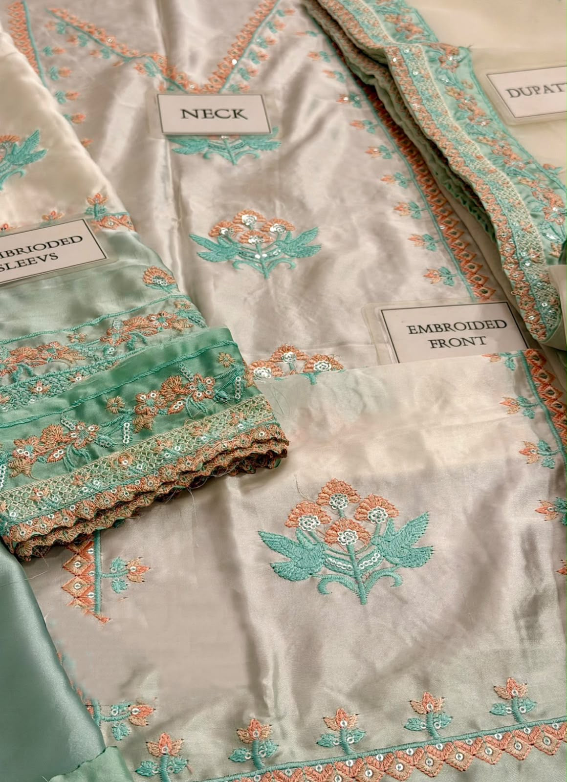 ANEELA’S SHAMOZ SILK EMBROIDERED DRESS - 3 PC UNSTITCHED