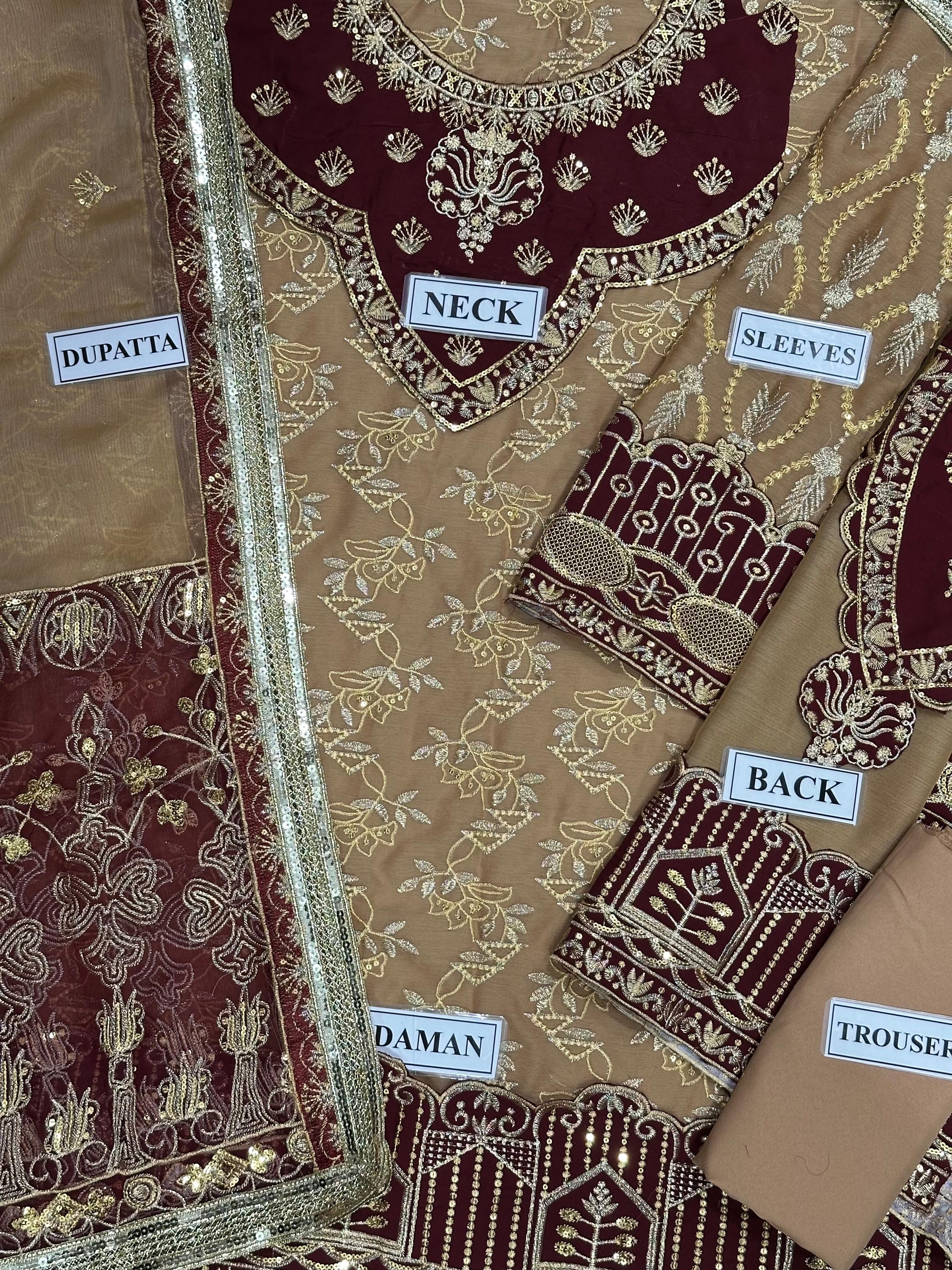 NAINSUKH LUXURY EMBROIDERED CHIFFON - 3 PC UNSTITCHED