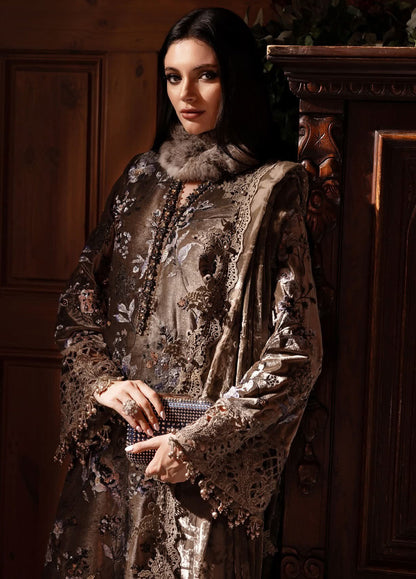 MARIA B PALAICHI SHAWl LUXURY EMBROIDERED VELVET - 3 PC UNSTITCHED