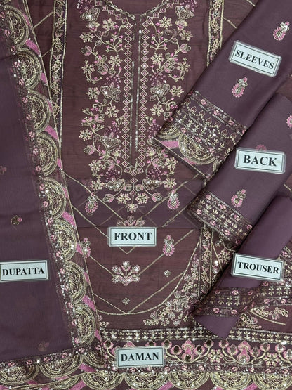 ASIM JOFA EMBROIDERED CHIFFON - 3 PC UNSTITCHED