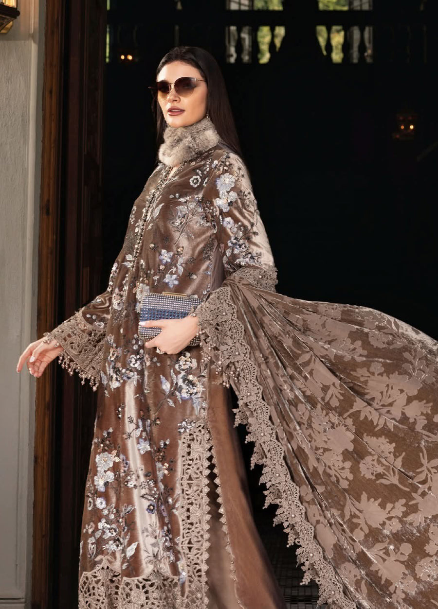 MARIA B PALAICHI SHAWl LUXURY EMBROIDERED VELVET - 3 PC UNSTITCHED