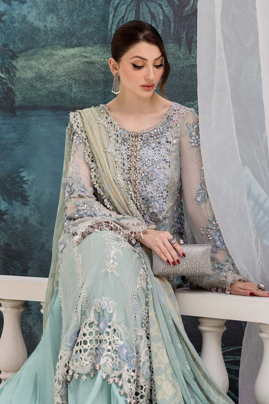 MARIA B CHIFFON HAND EMBELLISHED & EMBROIDERED 3 PC UNSTITCHED