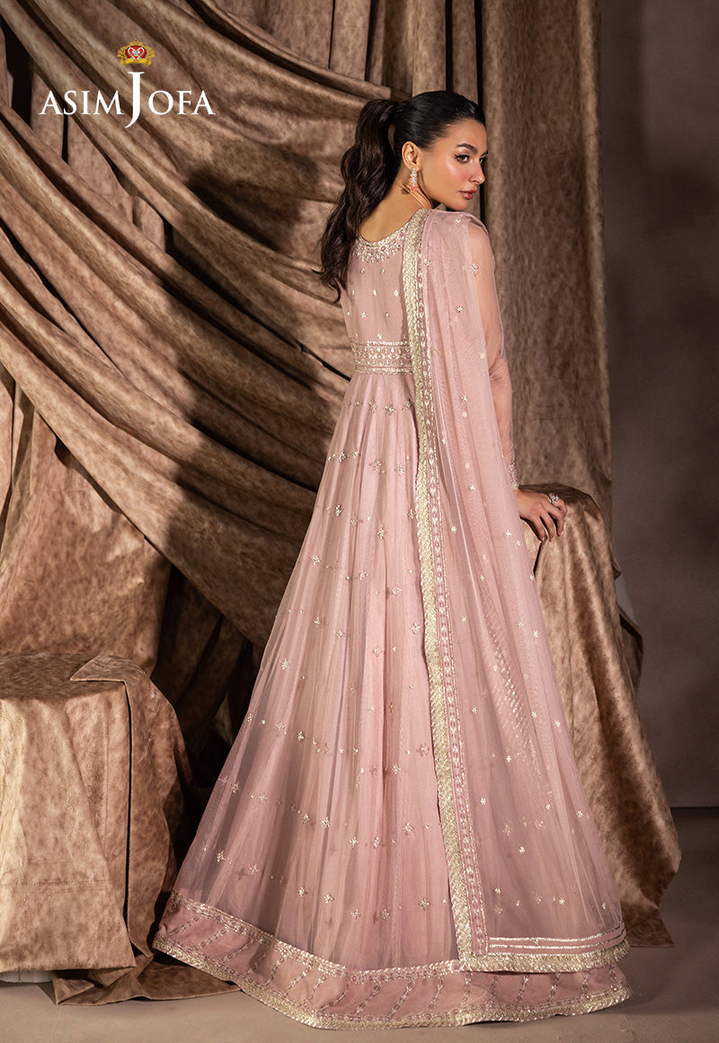 ASIM JOFA EMBROIDERED CHIFFON FROCK - 3 PC UNSTITCHED