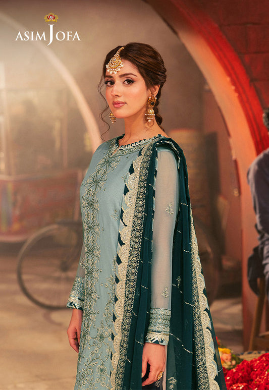 ASIM JOFA EMBROIDERED CHIFFON  - 3 PC UNSTITCHED
