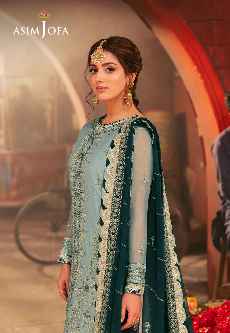 ASIM JOFA EMBROIDERED CHIFFON  - 3 PC UNSTITCHED