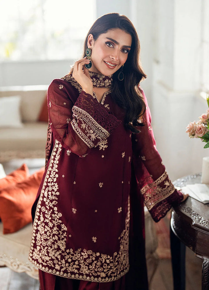 AZURE EMBROIDERED BERRY DUSK CHIFFON - 3 PC UNSTITCHED