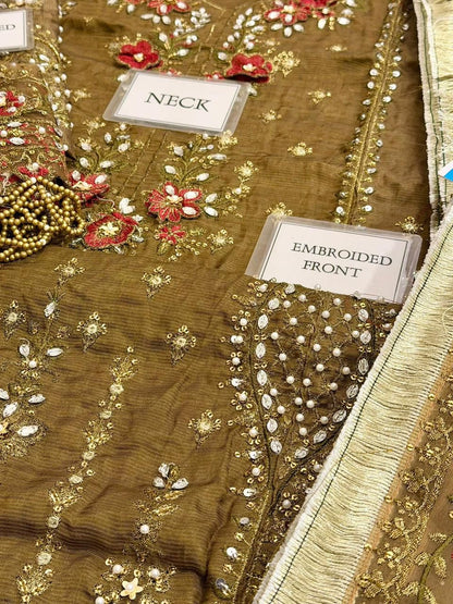 MARIA B WEDDING EMBROIDERED RAW SILK - 3 PC UNSTITCHED
