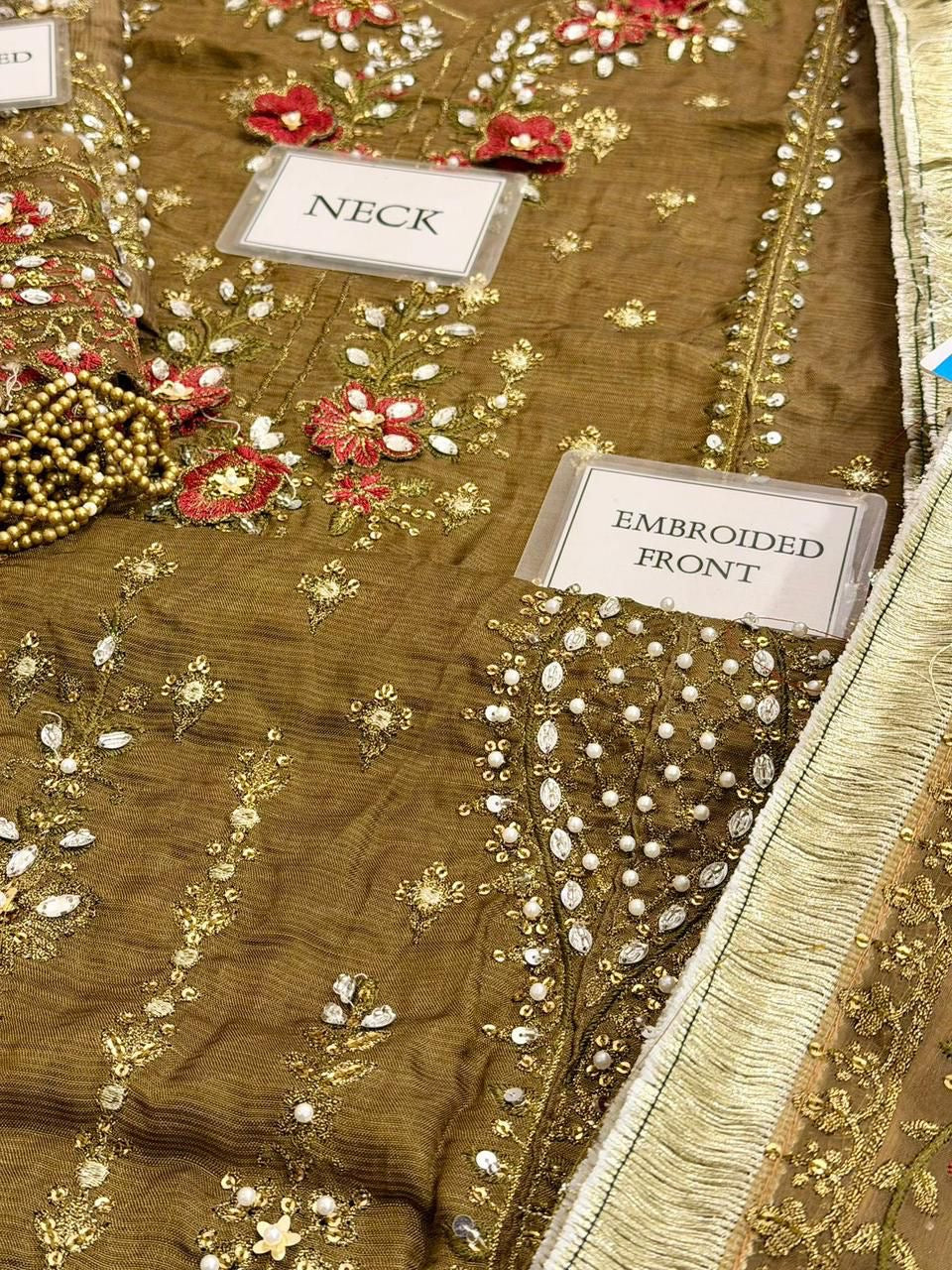 MARIA B WEDDING EMBROIDERED RAW SILK - 3 PC UNSTITCHED