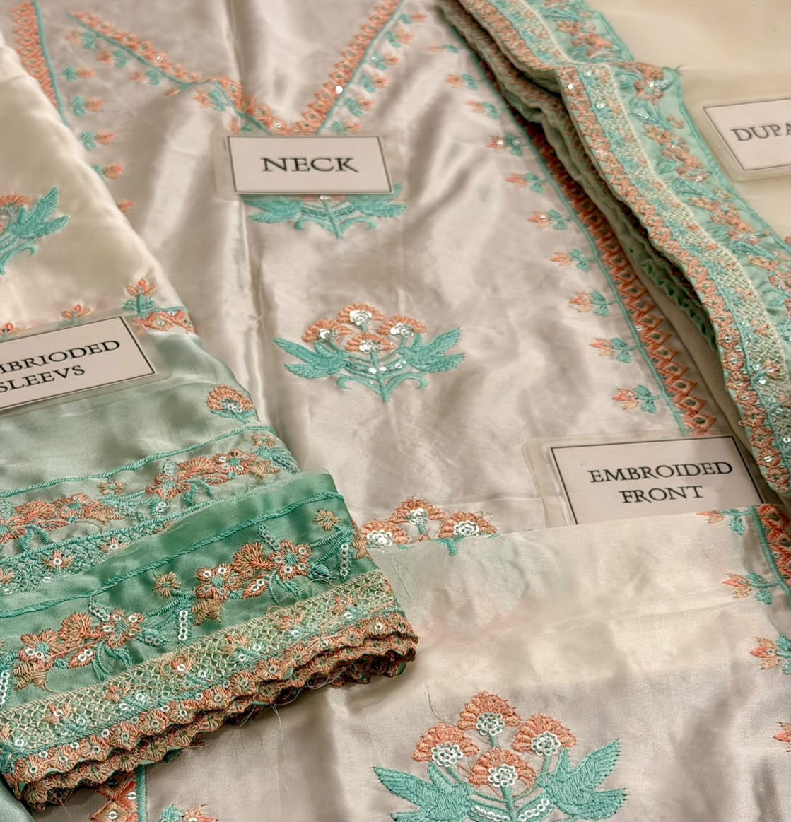 ANEELA’S SHAMOZ SILK EMBROIDERED DRESS - 3 PC UNSTITCHED
