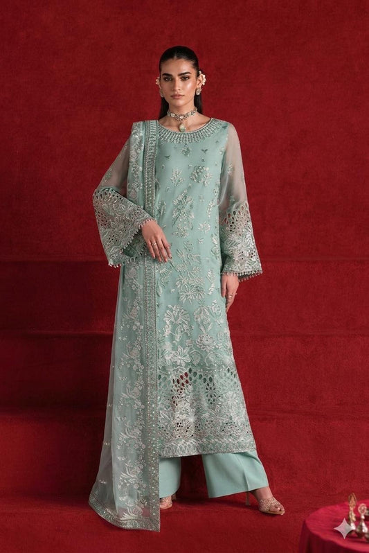 FLOSSIE PREMIUM EMBROIDERED SEMI PURE CHIFFON - 3 PC UNSTITCHED