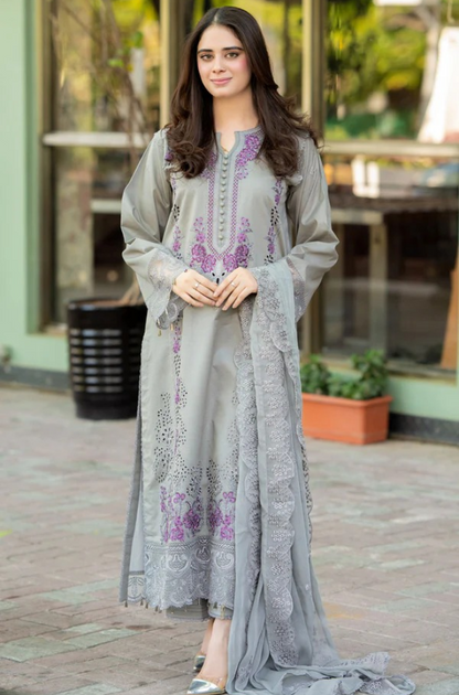 MUSHQ EMBROIDERED CHIKANKARI LAWN - 3 PC UNSTITCHED