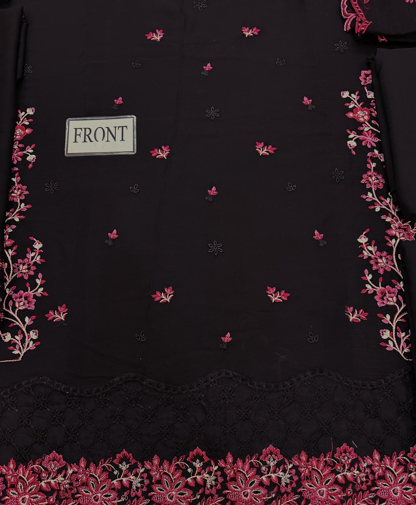 AZURE CHIFFON EMBROIDERED - BLACK CHERRY - 3 PC UNSTITCHED