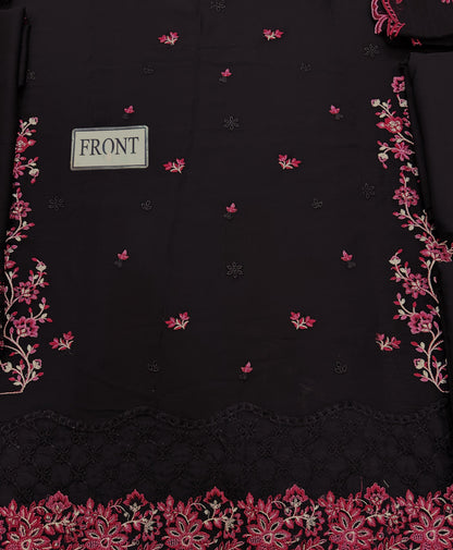AZURE CHIFFON EMBROIDERED - BLACK CHERRY - 3 PC UNSTITCHED