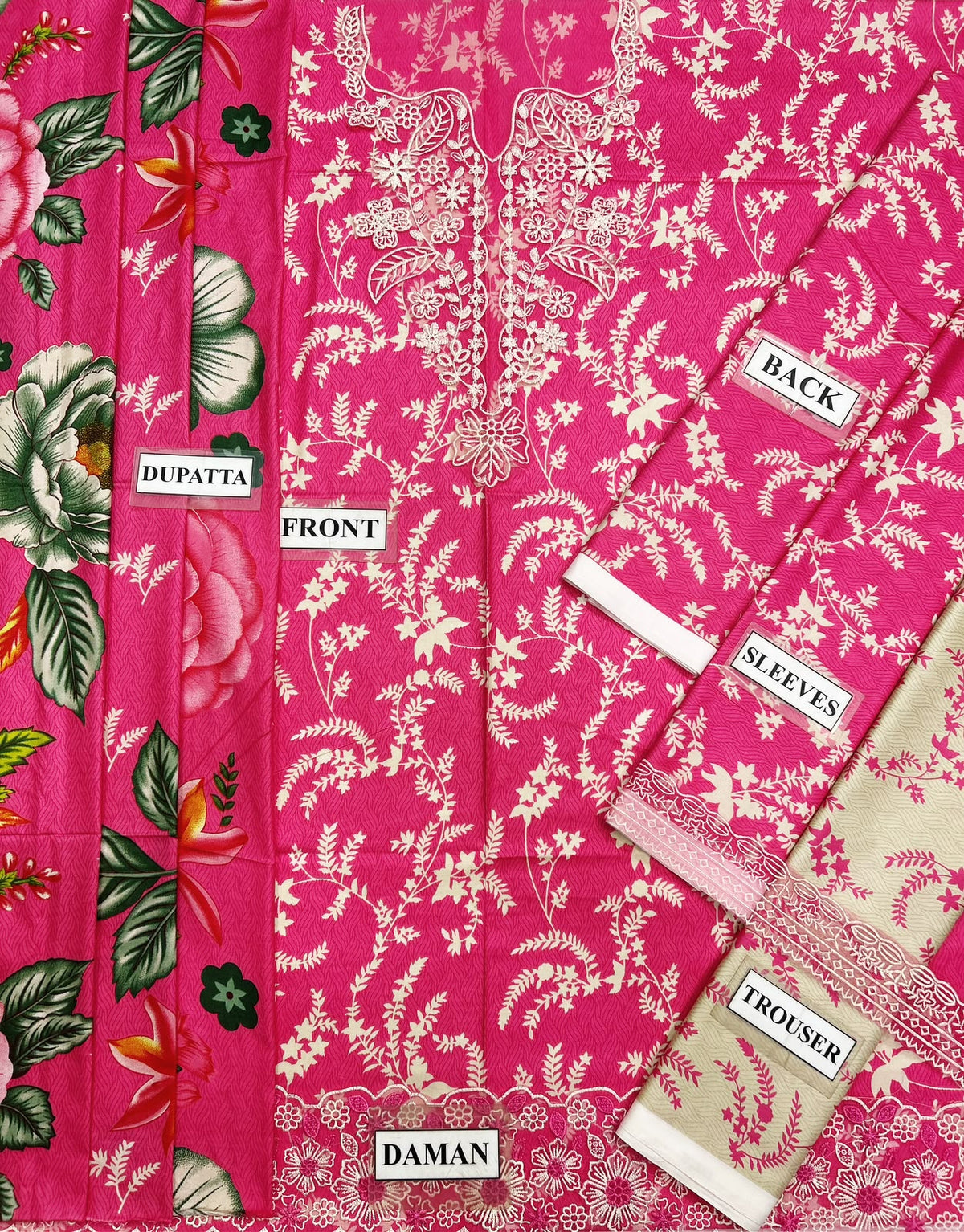 YARDS PRINTED EMBROIDERED LINEN DRESS - 3 PC UNSTITCHED