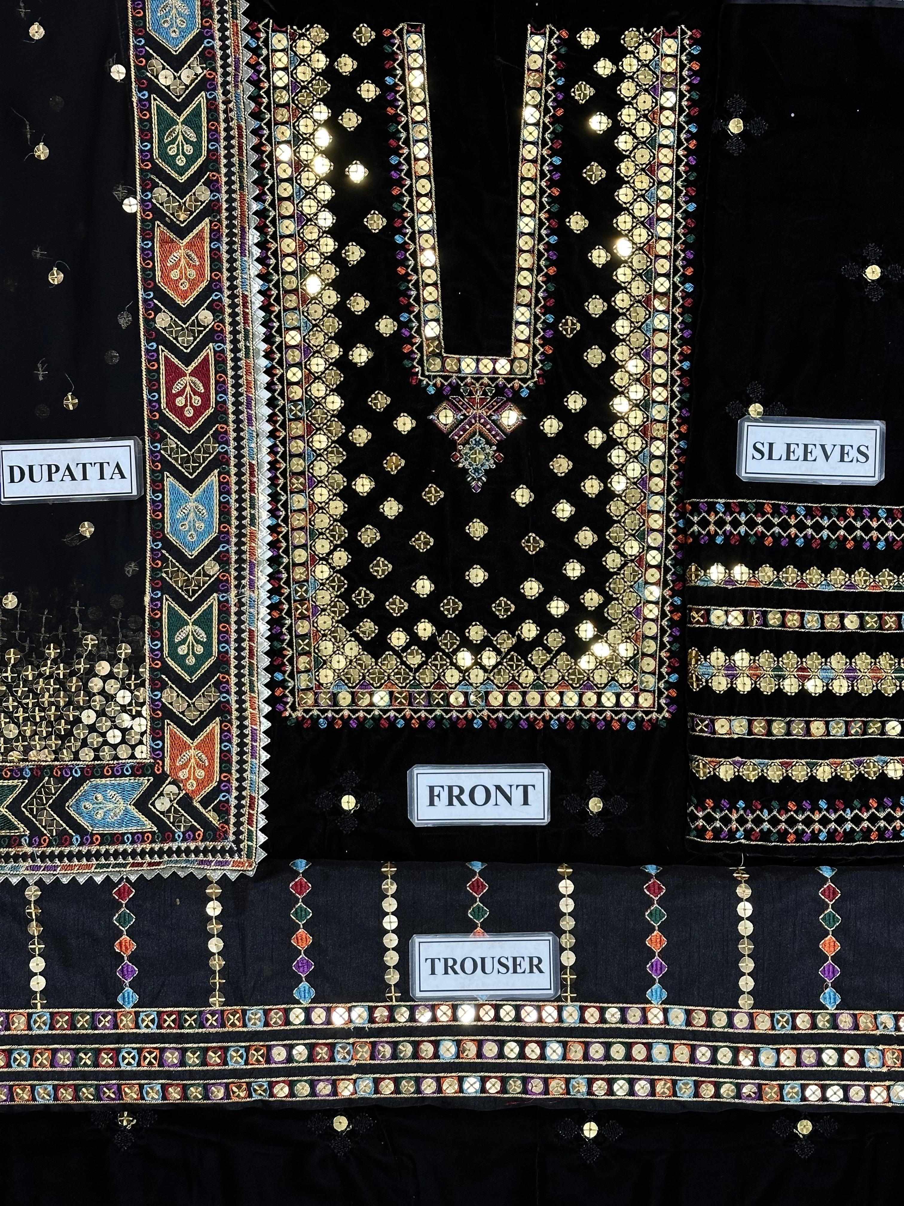 JAZMIN LUXURY EMBROIDERED VELVET - 3 PC UNSTITCHED