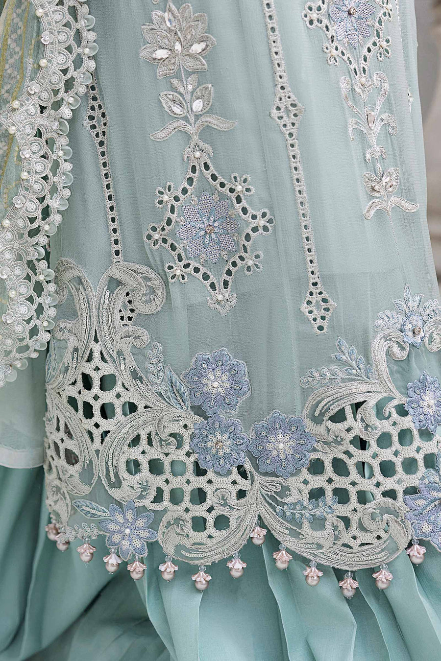 MARIA B CHIFFON HAND EMBELLISHED & EMBROIDERED 3 PC UNSTITCHED