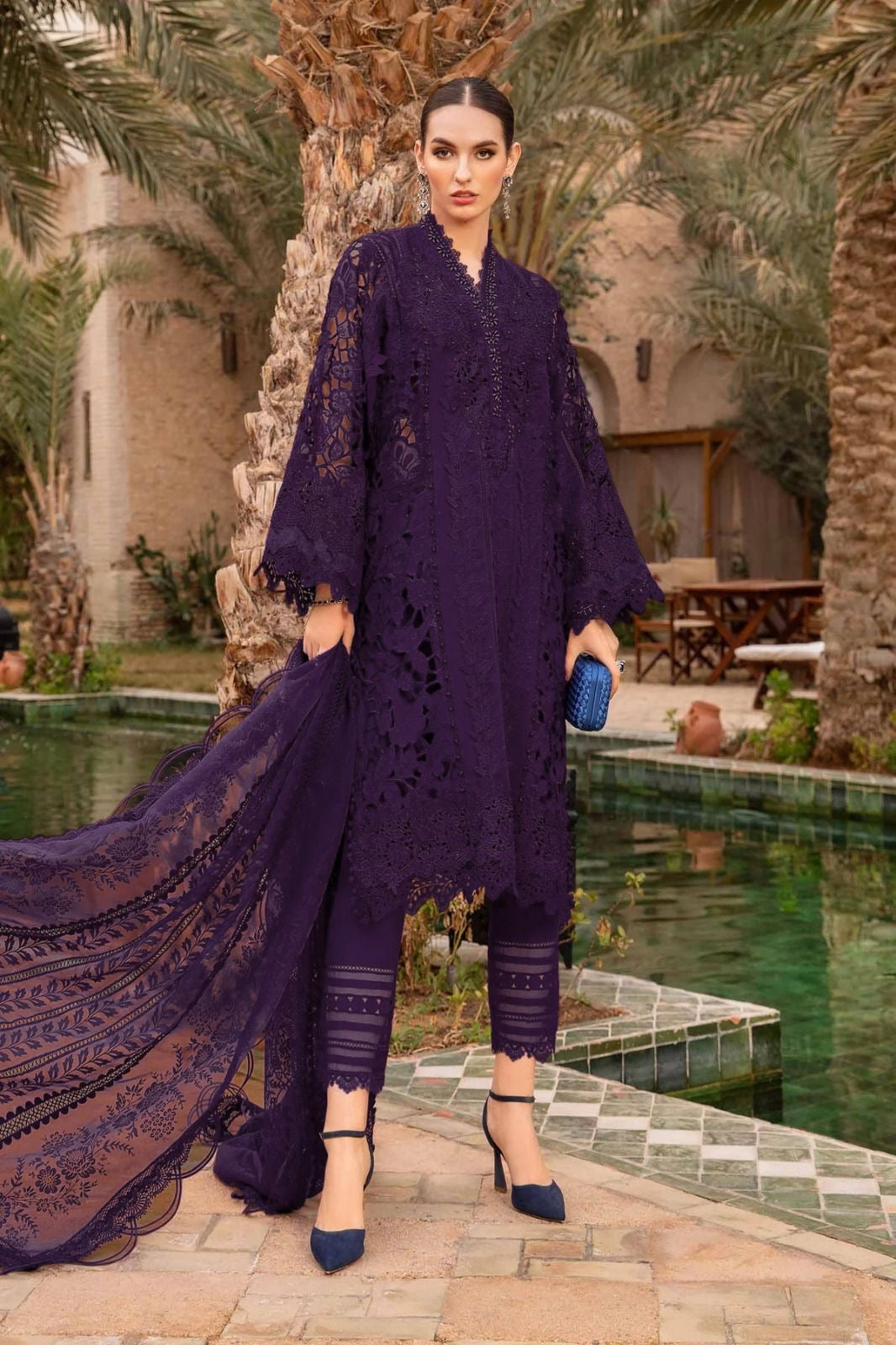 MARIA B CUTWORK EMBROIDERED LAWN - 3 PC UNSTITCHED