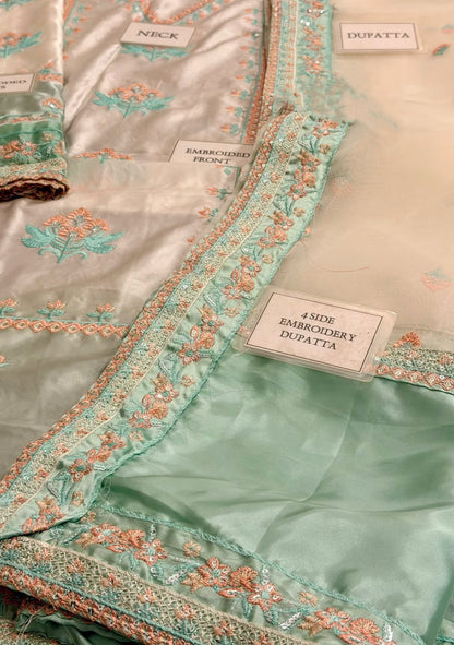 ANEELA’S SHAMOZ SILK EMBROIDERED DRESS - 3 PC UNSTITCHED