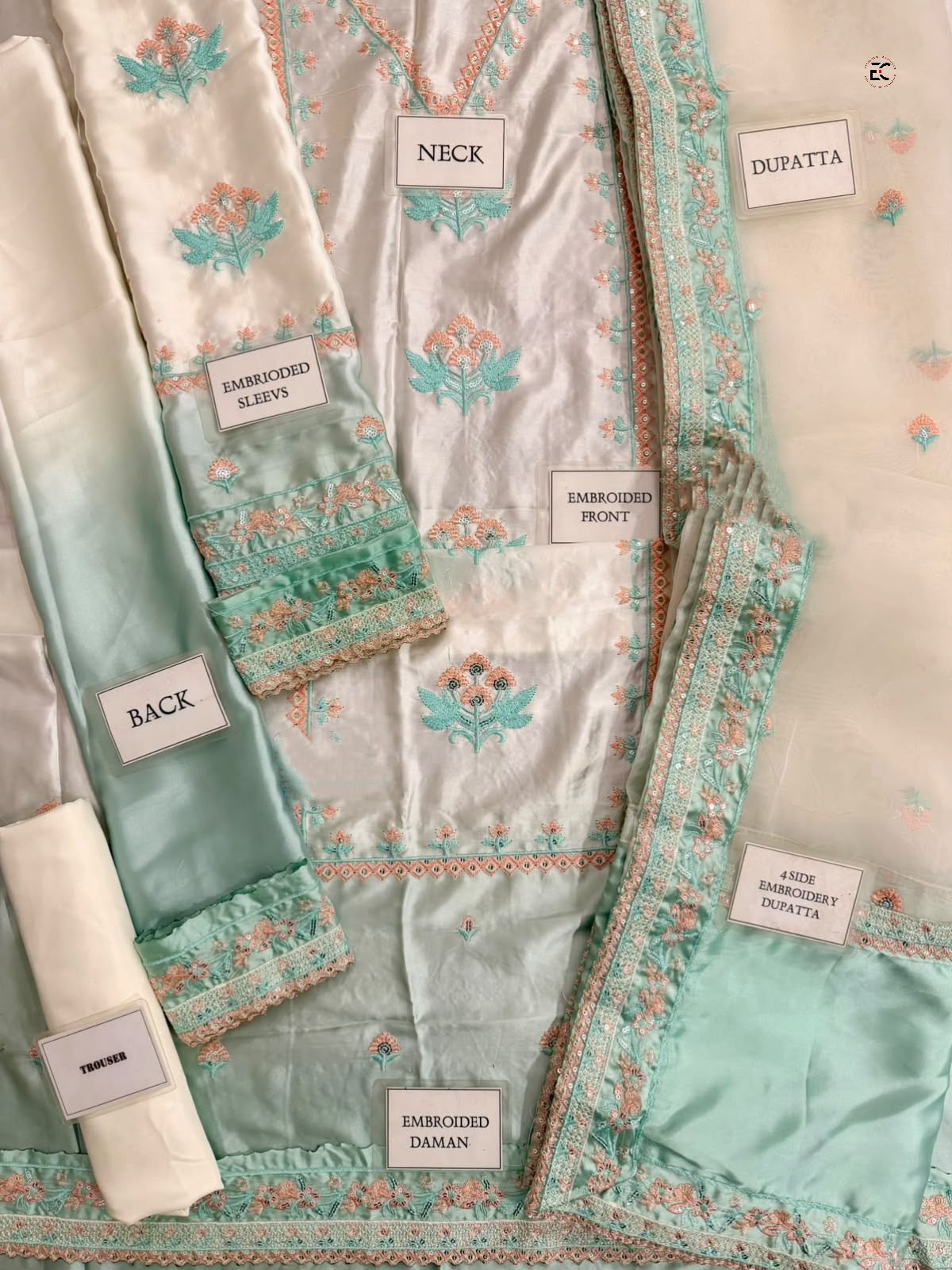 ANEELA’S SHAMOZ SILK EMBROIDERED DRESS - 3 PC UNSTITCHED