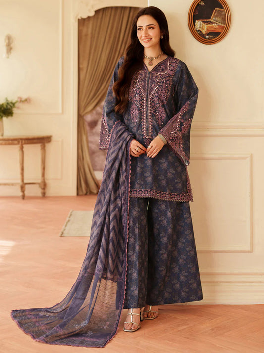 MOHAGNI EMBROIDERED PRINTED LAWN - 3 PC UNSTITCHED