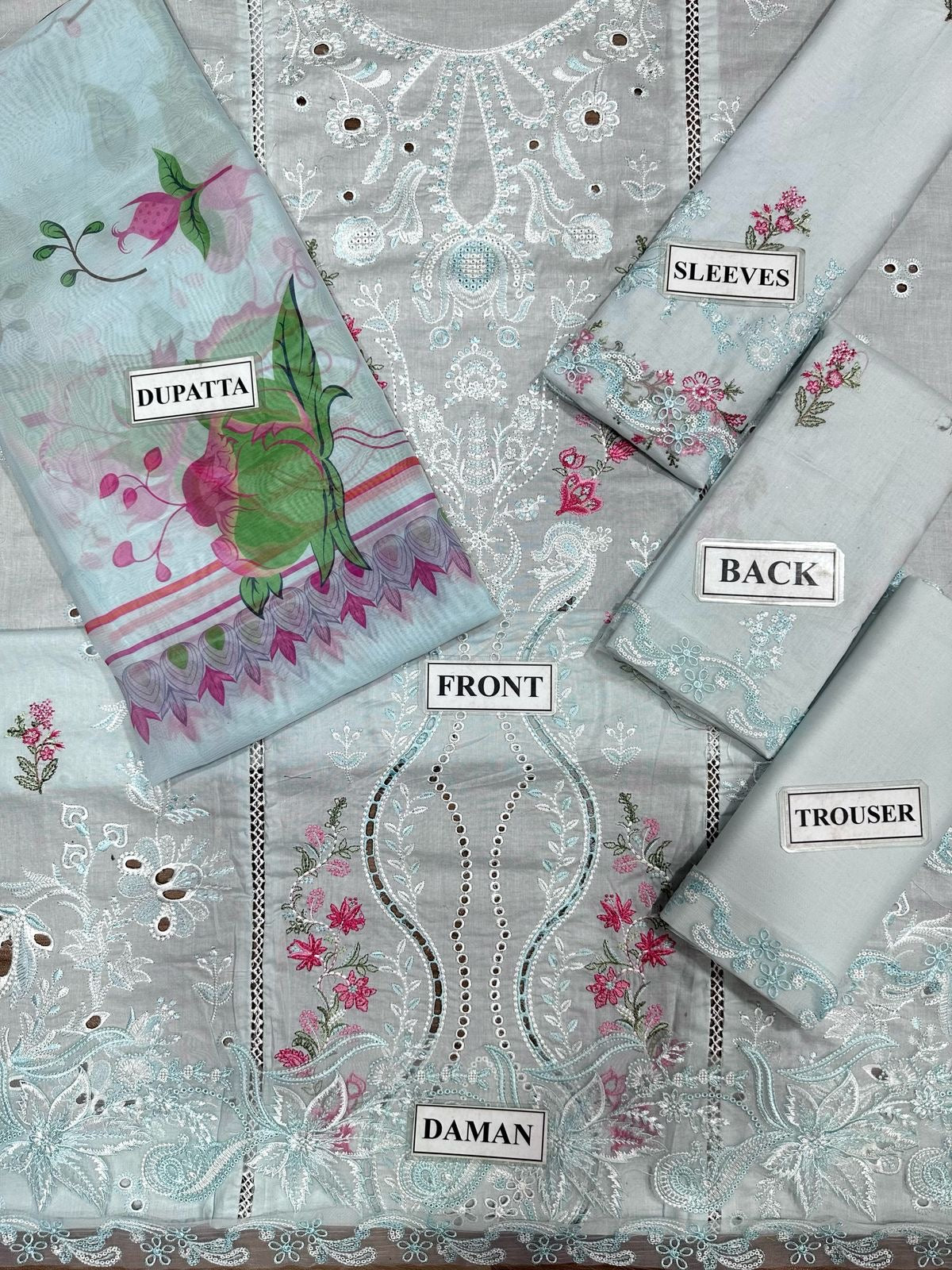 QALAMKAR CHIKANKARI EMBROIDERED LAWN - 3 PC UNSTITCHED