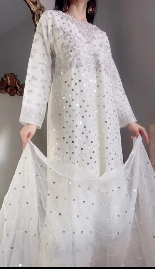 HOORAIN’S PRET LUXURY EMBROIDERED CHIFFON FROCK - 3 PC STITCHED