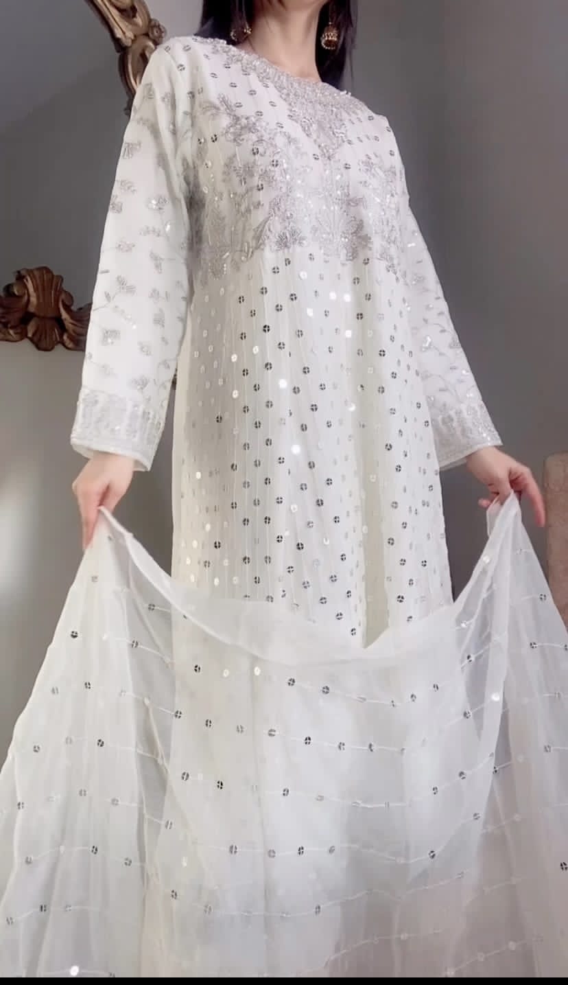 HOORAIN’S PRET LUXURY EMBROIDERED CHIFFON FROCK - 3 PC STITCHED