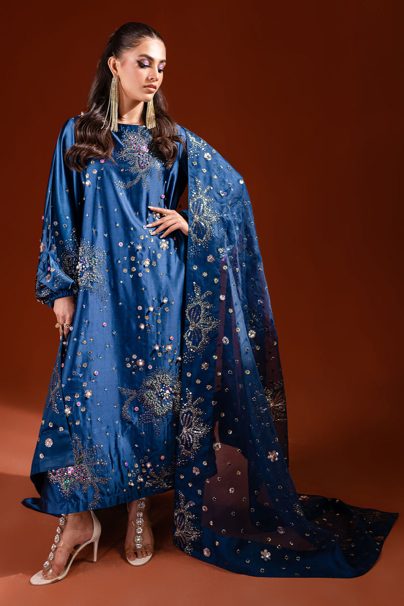 NUREH EMBROIDERED RAW SILK - 3 PC UNSTITCHED