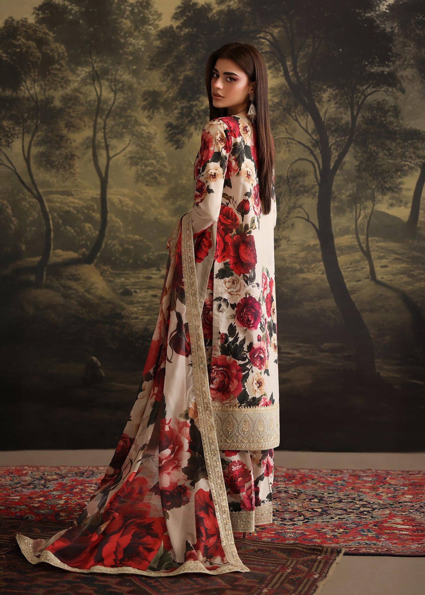 IZNIK DIGITAL PRINTED SILK EMBROIDERED - 3 PC UNSTITCHED
