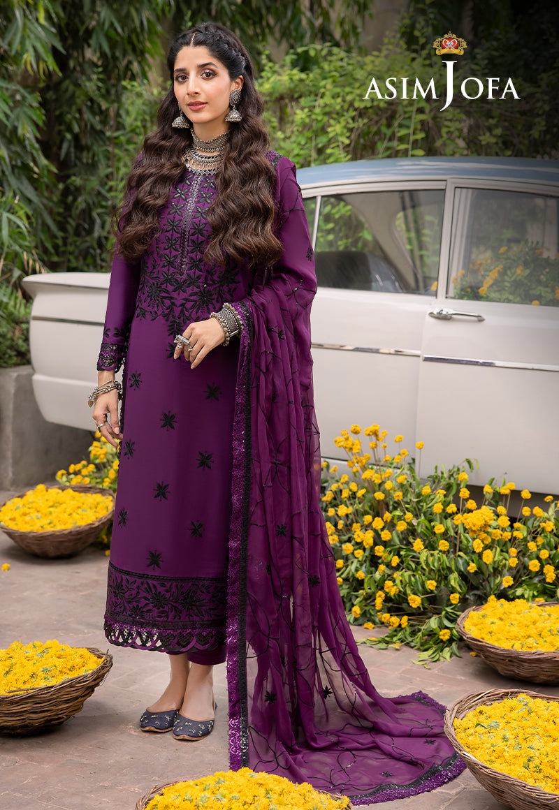 ASIM JOFA EMBROIDERED CHIFFON - 3 PC UNSTITCHED