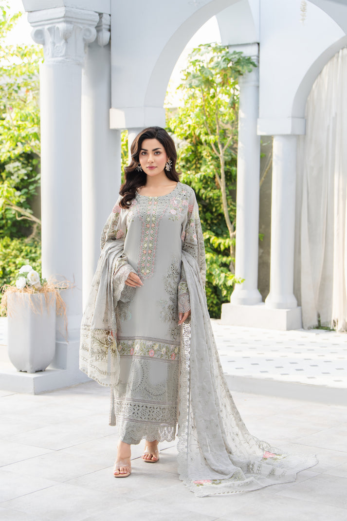 MUSLIM BOUTIQUE EMBROIDERED CHIKANKARI LAWN - 3 PC UNSTITCHED
