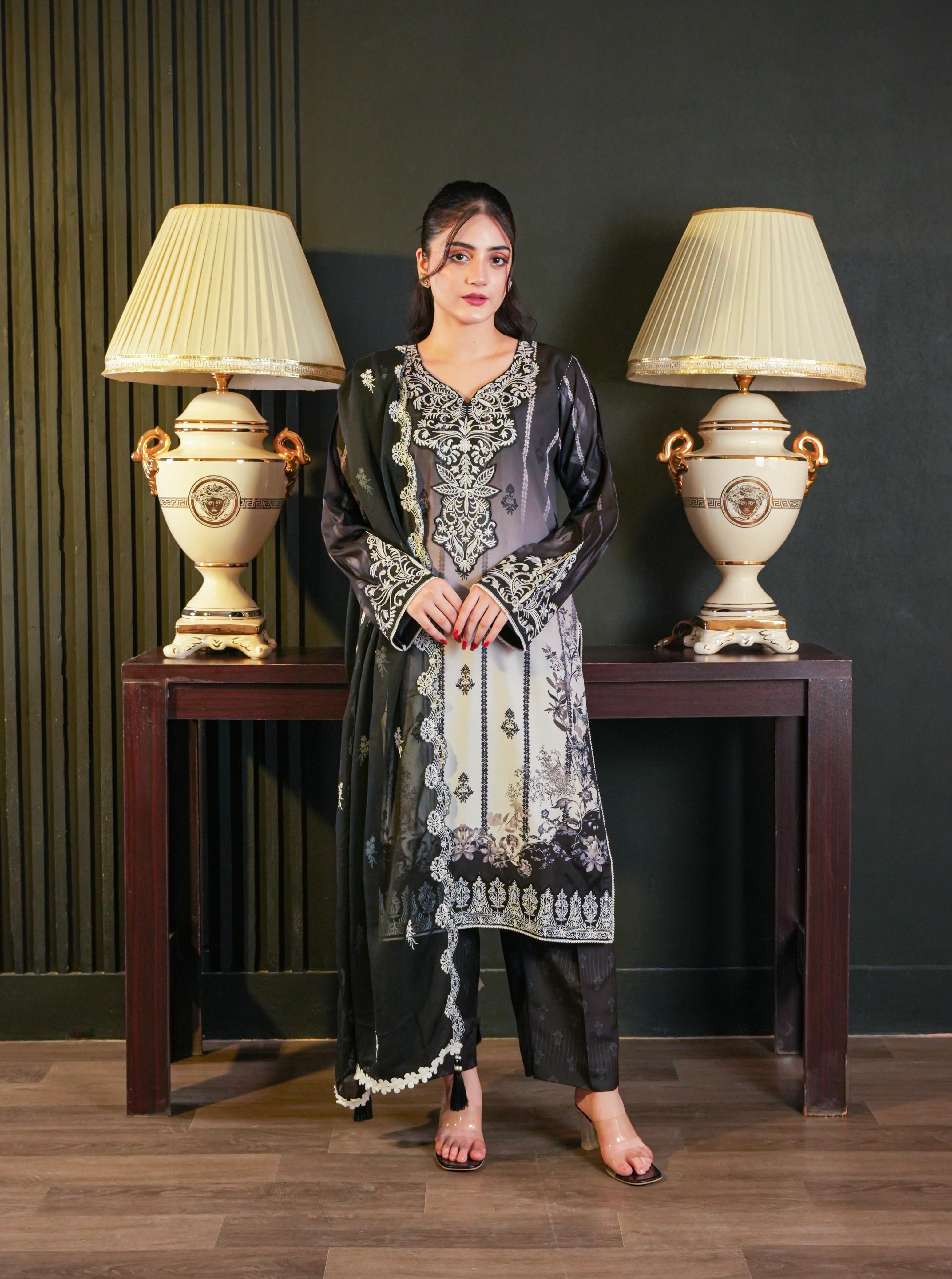 HOORAINS PRET EMBROIDERED LAWN - 3 PC STITCHED