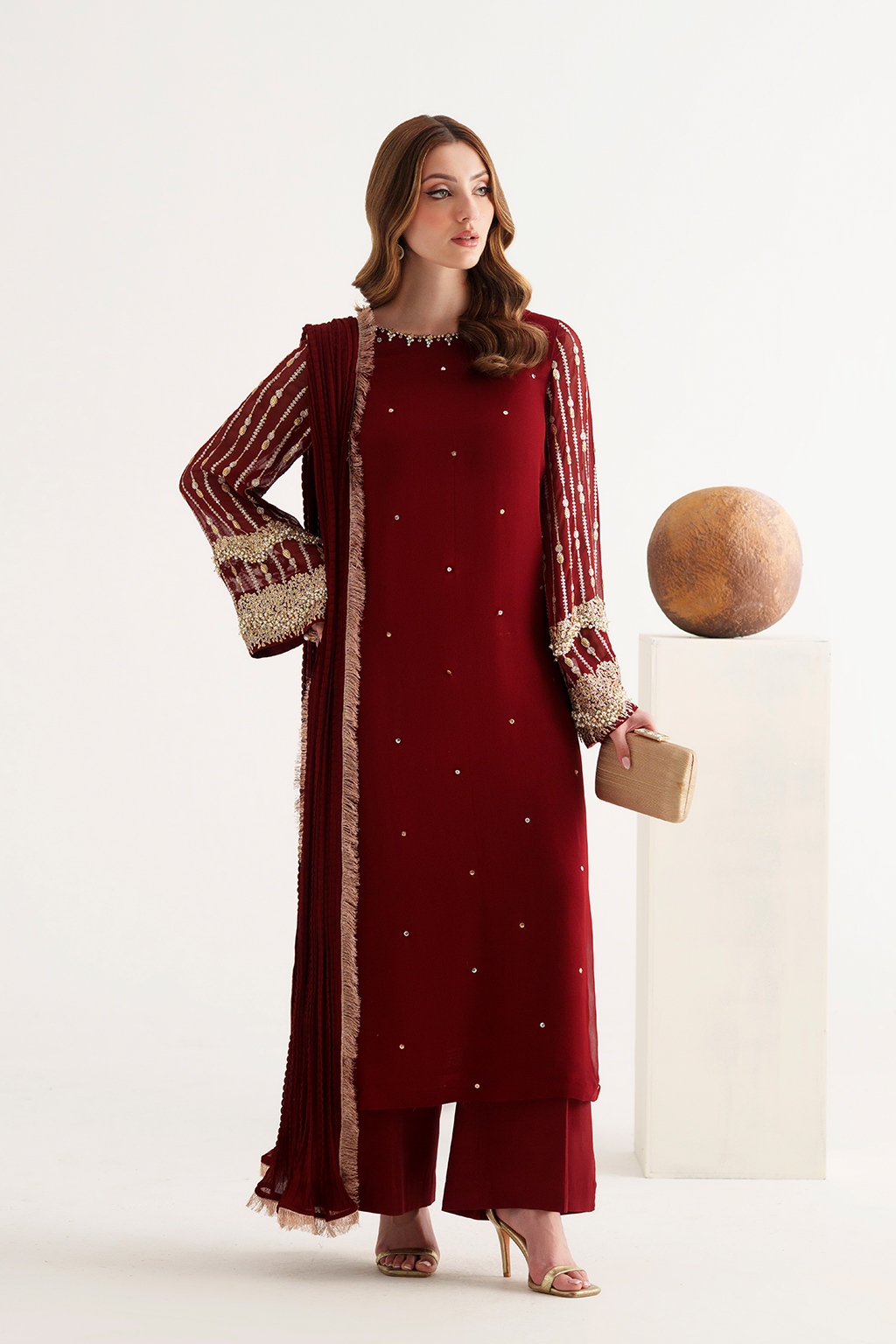 AMAVE EMBROIDERED CHIFFON DRESS - 3 PC UNSTITCHED