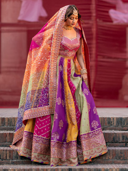 BIN ILYAS LUXURY EMBROIDERED INDIAN RAW SILK- 3 PC UNSTITCHED