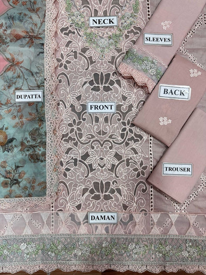 SARDINIA CHIKANKARI LASER EMBROIDERED LAWN - 3 PC UNSTITCHED