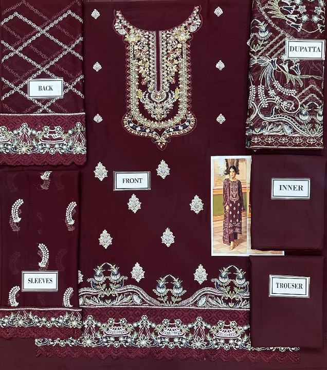 RAMSHA LUXURY EMBROIDERED CHIFFON - 3 PC UNSTITCHED