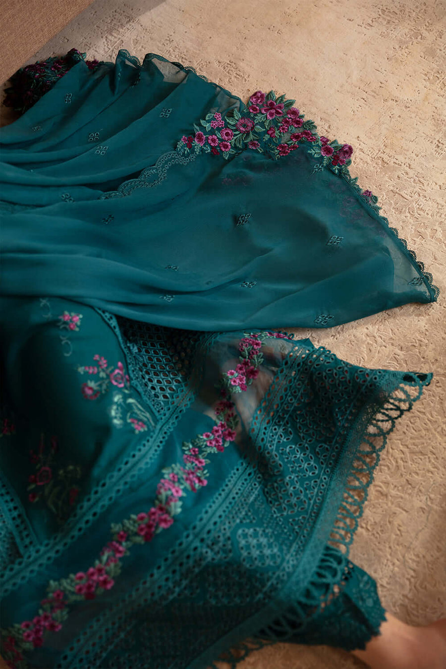 AZURE EMBROIDERED CHIKANKARI LAWN - 3 PC UNSTITCHED