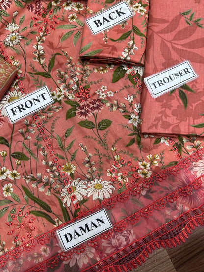 MARIA B FORMALS PRINTED EMBROIDERED CHIKANKARI LAWN - 3 PC UNSTITCHED