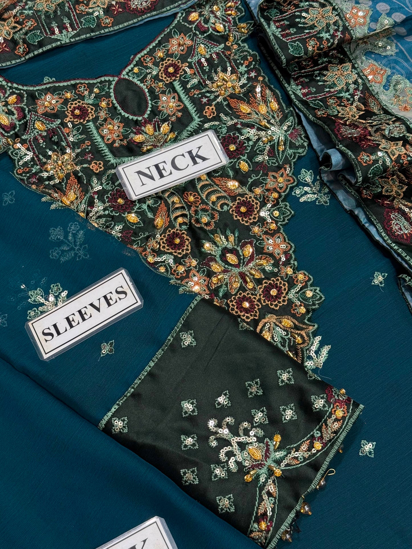 NUREH EMBROIDERED CHIFFON - 3 PC UNSTITCHED