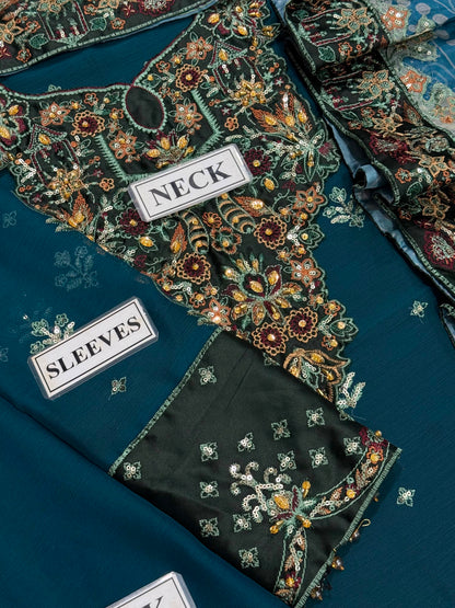 NUREH EMBROIDERED CHIFFON - 3 PC UNSTITCHED