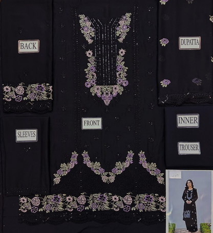 HOORAIN’S PREMIUM EMBROIDERED CHIFFON - 3 PC UNSTITCHED