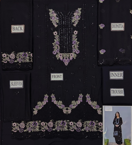 HOORAIN’S PREMIUM EMBROIDERED CHIFFON - 3 PC UNSTITCHED