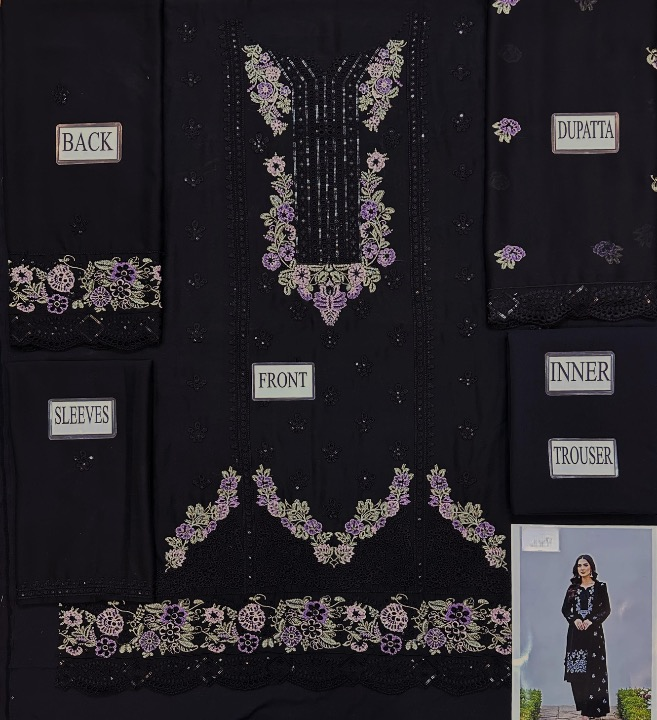 HOORAIN’S PREMIUM EMBROIDERED CHIFFON - 3 PC UNSTITCHED