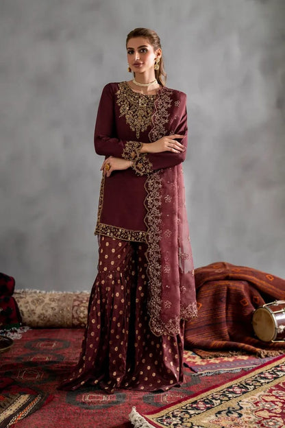 IZNIK EMBROIDERED WEDDING CHIFFON DRESS - 3 PC UNSTITCHED