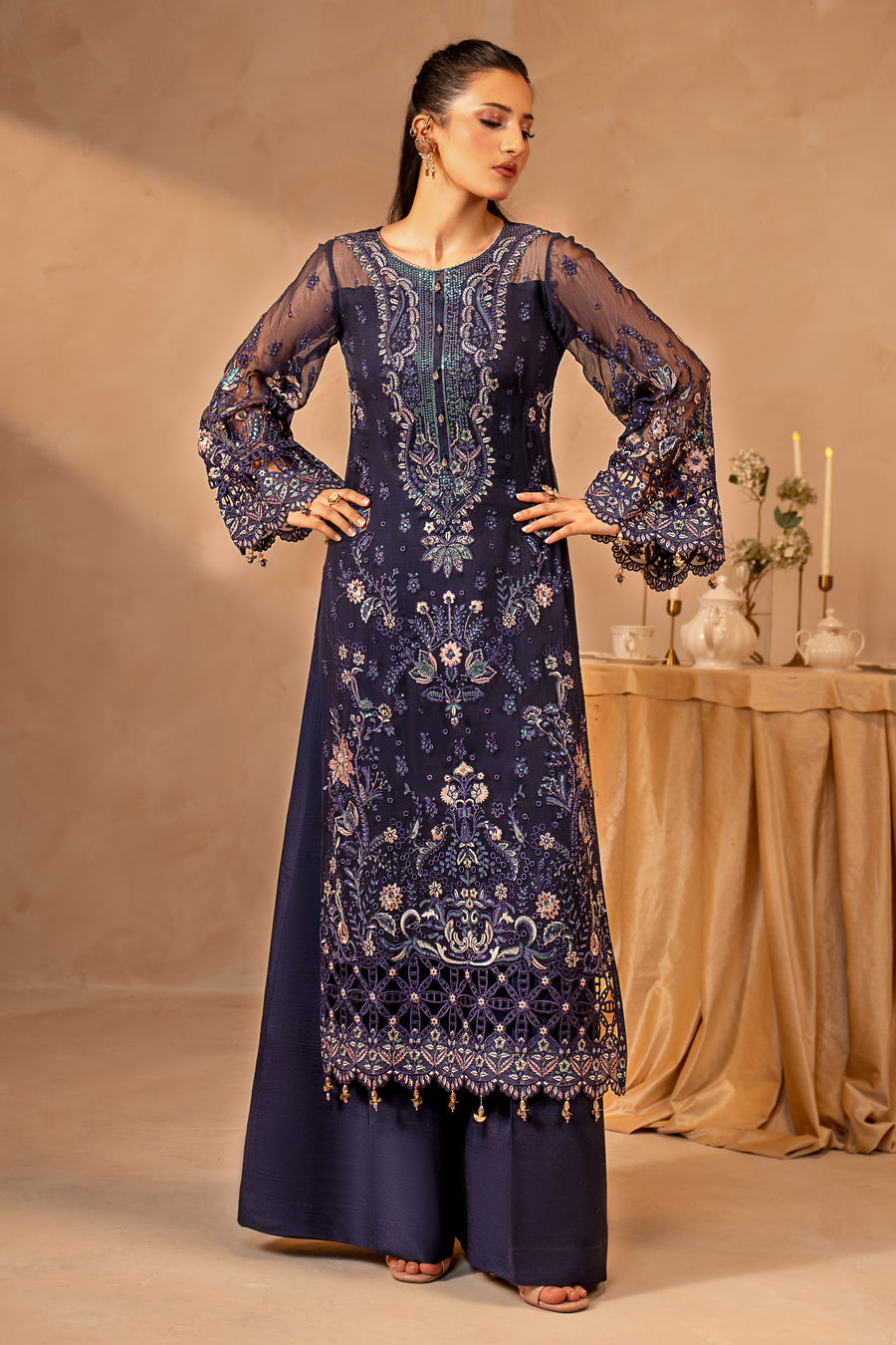 MARYAM’S EMBROIDERED CHIFFON DRESS - 3 PC UNSTITCHED