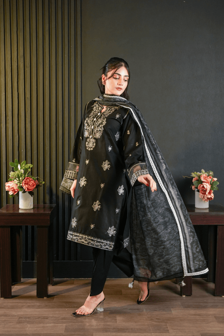 HOORAINS PRET EMBROIDERED COTTON - 3 PC STITCHED