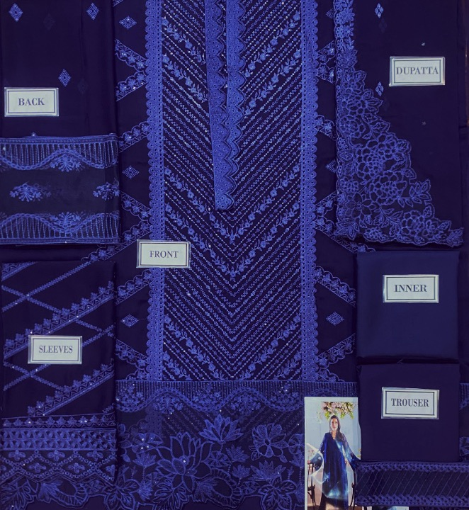 AZURE EMBROIDERED CHIFFON - 3 PC UNSTITCHED