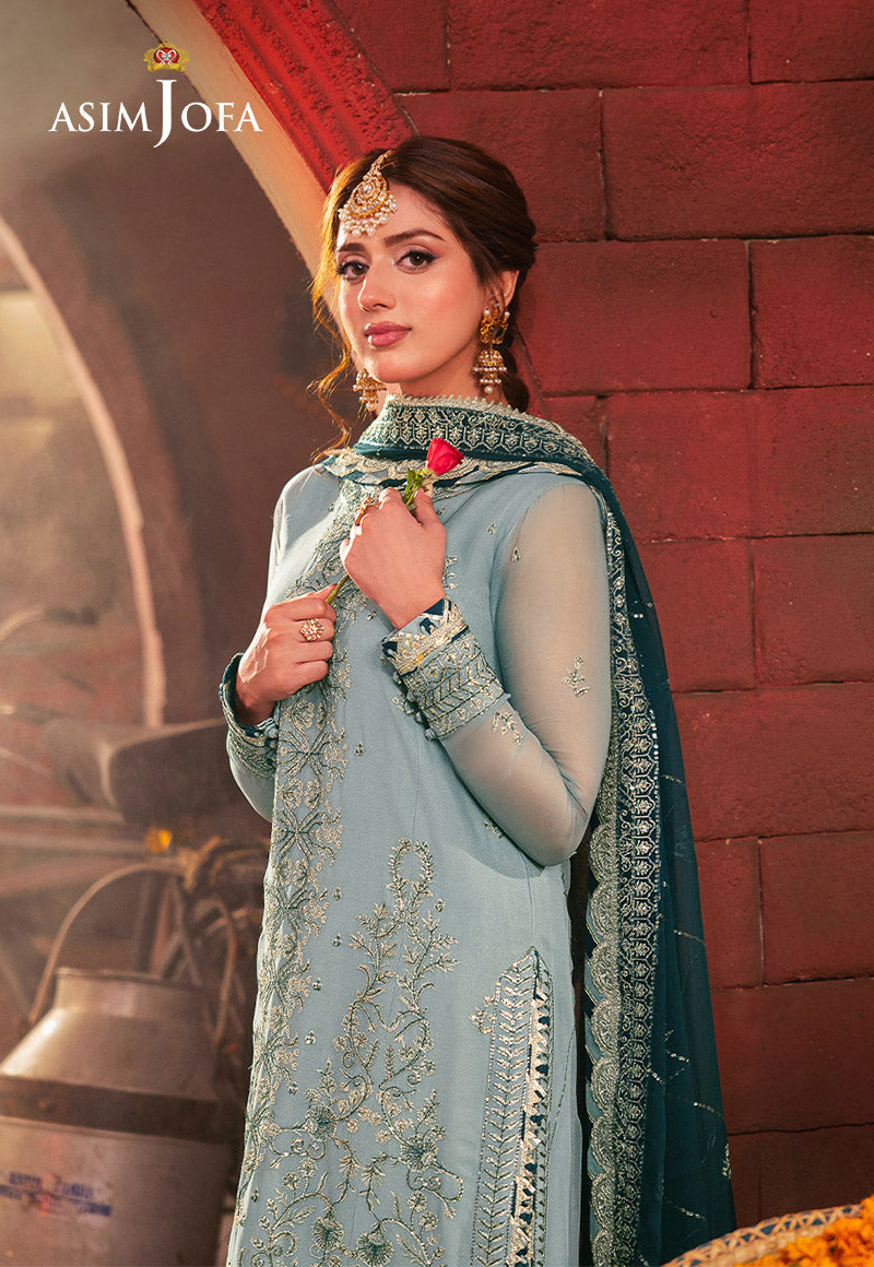 ASIM JOFA EMBROIDERED CHIFFON  - 3 PC UNSTITCHED