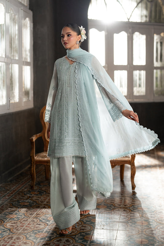 AZURE SEMI PURE CHIFFON EMBROIDERED - 3 PC UNSTITCHED